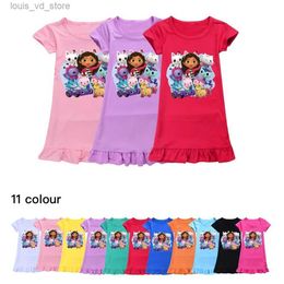 Meisjesjurken zomer meisje schattig gabbys poppenhuis nachthemd kinderen cartoon gabby katten pyjama jurk voor tienermeisje nachtjurk baby nachtdress t240415