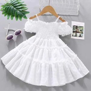Robes de fille robe de fille d'été 2024 Nouvelle robe blanche pour enfants âgés de 1 à 8 ans robe princesse à la mode D240515