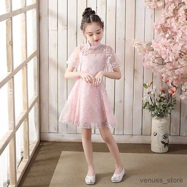 Robes de fille Robe d'été fille Style chinois robe ajustée tenue d'écolier vêtements enfants Cheongsam robe traditionnelle pour fille