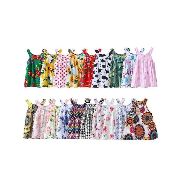 Robes de fille Robe d'été fille sans manches fruits imprimé floral enfants coton enfants robe d'été mode filles vêtements livraison directe B Dhmld