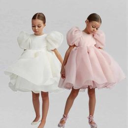 Vestidos de niña Summer Girl Girl Princess Dress Little Gala Manga de gala Tutu Tutu Vestido para niños Cumpleaños Flower Girl Wedding Party Party 3-8t T240509