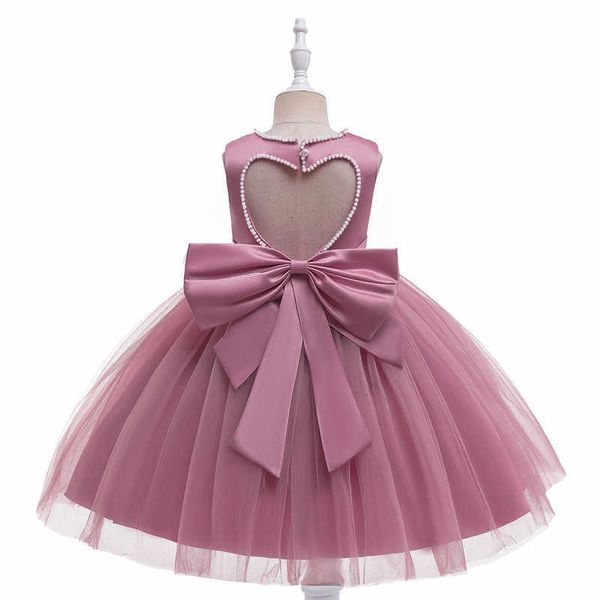 Robes de fille Été fille robe de princesse robe de soirée mignon arc robe de mariée pour enfants mode robe en maille Costumes sans manches robe moelleuse Z0223