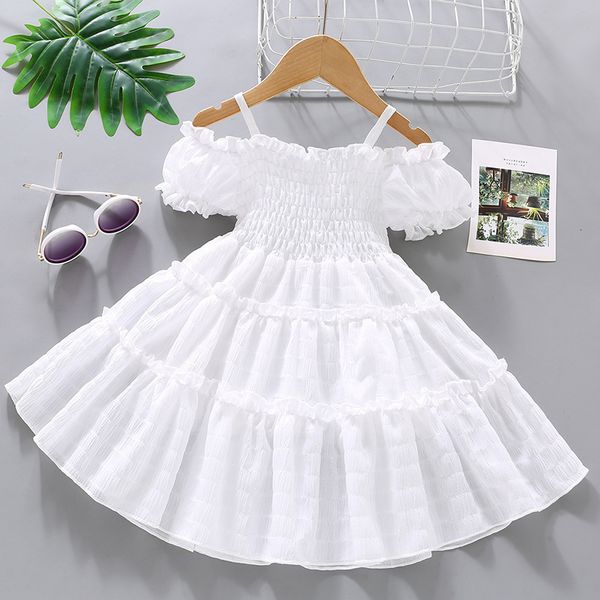 Robes De Fille D'été Filles Robe 2023 Style Bourgeon Manches Épissage Gâteau Jupe Pour Enfant 1 à 8 Ans À La Mode Princesse 230704