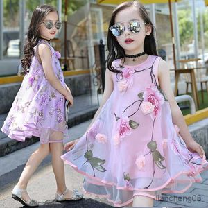 Robes de fille Été filles robe à fleurs enfants fille robes de plage en mousseline de soie enfants robes florales adolescente filles vêtements 14 ans R230831