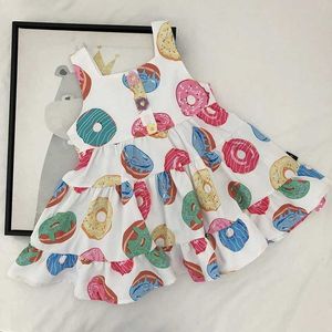 Robes de fille d'été filles robe licoute bébé beignets dessin animé plage plage douce volante et jupe de mollet