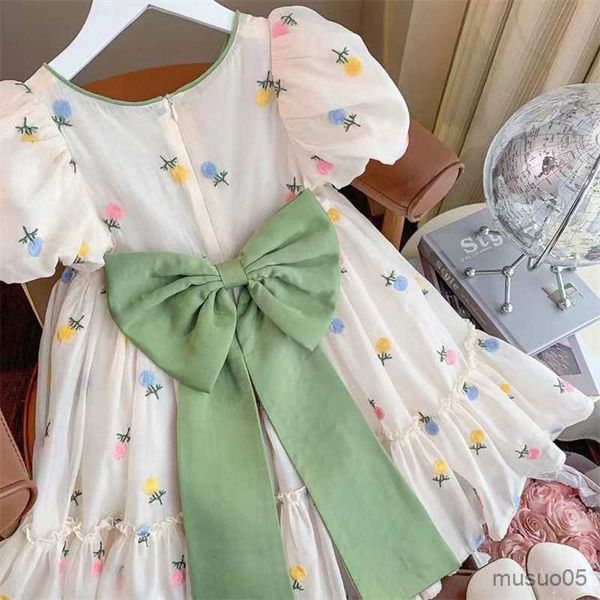 Robes pour filles Vêtements d'été pour enfants Jolies robes de filles Costumes de fête de princesse Cravate Vêtements