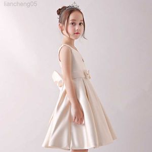 Girl's jurken zomer mooie meiden verjaardag avondje jurken mode kinderkleding mouwloze prinses trouwjurk champagne rood 3 -14 y w0224