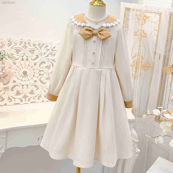 Robes de fille Adolescente Style préparatoire Fille Vêtements Princesse Fête Printemps / Été Vêtements pour enfants à manches longues Robe 6 8 10 14 ans 24323