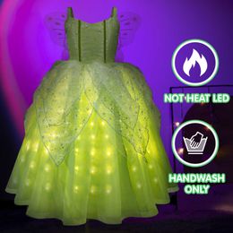 Robes de fille Fée Clochette Fée LED Robes Lumineuse pour Filles Cosplay Fleur Fée Princesse Robe De Noël Carnaval Fête D'anniversaire Venez