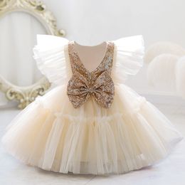 Robes de fille enfant en bas âge 1er anniversaire robe pour bébé fille vêtements paillettes baptême princesse tutu robe filles robes costume de fête 0-5 ans 230419