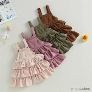 Robes de fille enfant en bas âge bébé fille robe globale mignonne sans manches couleur unie couche à volants robe à bretelles enfant jupe d'été tenue