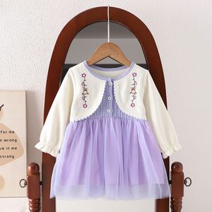 Robes de fille Enfant en bas âge bébé filles robe à manches longues broderie solide enfants décontracté enfants vêtements amples 230909