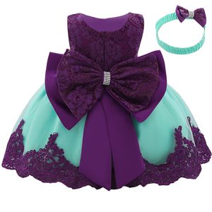 Meisjes Jurken Peuter Grote Strik Baby Meisje Jurk geboren Kant Tutu Doop 1e Verjaardag Prinses Jurk Elegante Partij Baljurk Jurk Vestidos 230801