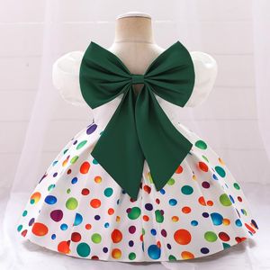 Robes de fille Toddler Big Bow Colorful Polka Dots Baby Girl Dress Born 1st Birthday Party Princess Infant Baptême Robe de soiréeGirl's