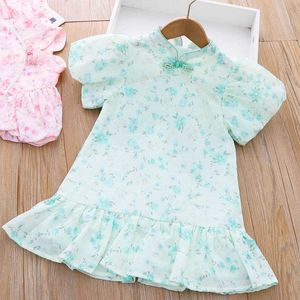 Robes pour filles vêtements pour tout-petits 2023 nouvelle fille été Cheongsam jupe bébé Hanfu enfants rétro Style chinois boucle robe AA230531