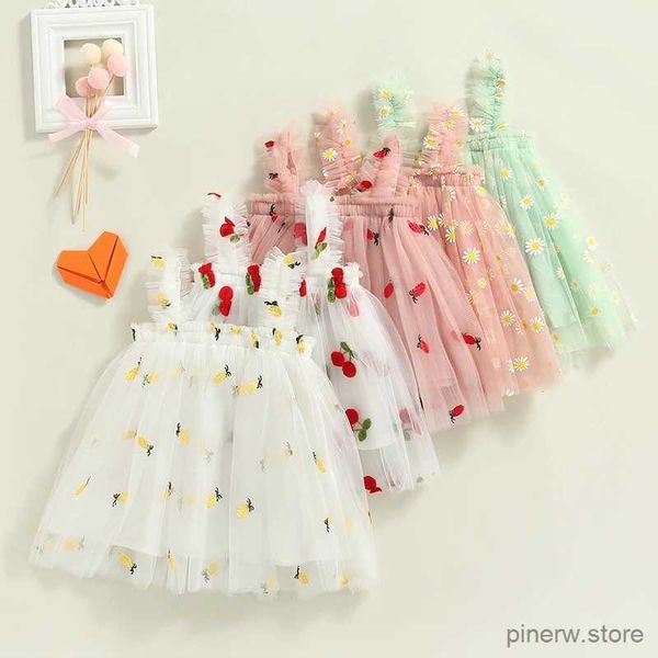 Robes de fille Robe d'enfant en bas âge Enfants Filles Fête 2023 Été Sans Manches Daisy Floral Tutu Robe Couche Tulle Robe Princesse Robes D'anniversaire