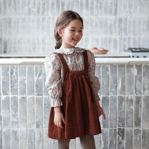 Girl's Dresses Toddler Kids Baby Girls Strap Corduroy Overall Strap Dress Outfit Clothes Button Solid Dresses 1-8t Christmas Dress Girl Costume 230320