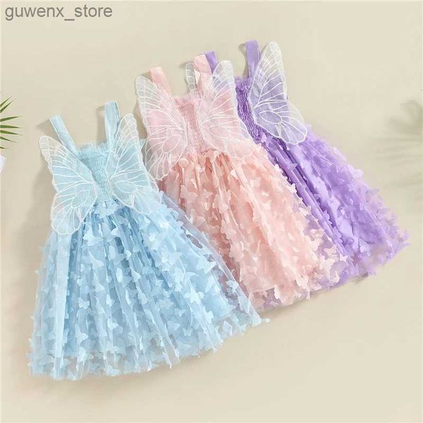 Vestidos de niña para niños niños Princesas de niña Princesa Summer Summer sin mangas Tulle con decoración de mariposa