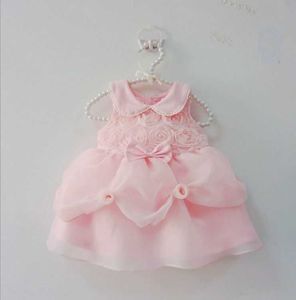 Robes de fille enfant en bas âge rose pétale bébé robe de baptême perle dentelle princesse robe de mariée infantile avec veste 1 an bébé fille fête d'anniversaire porter