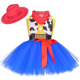 Robes de fille jouet Woody Jessie Cowgirl filles Tutu robe avec chapeau écharpe ensemble tenue fantaisie Tulle fille robe de fête d'anniversaire enfants Halloween CostumeHKD230712