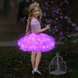 Jurken voor meisjes Uporpor Mode Meisje Ballet TuTu LED-lichtjurk Professionele kinderen dansen Feestjurk Prestaties Prinses Bruiloft Kom