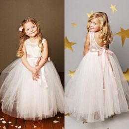 Jurken voor meisjes vestido champanhe vintage flor menina vestidos para casamentos feito sob encomenda prinssa apliques renda infantil primeira