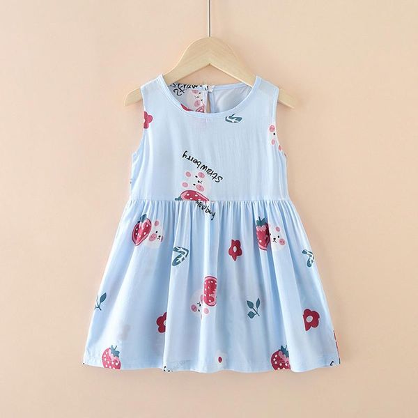 Vestidos de niña Vestido vintage Niña pequeña Niños Bebés Niñas Sin mangas Estampado de dibujos animados Princesa Up Collares de perlas para niñas pequeñas