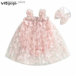 Robes de fille Visgogo Baby Girls DRESES 2pcs Summer Princess Optifitles sans manches