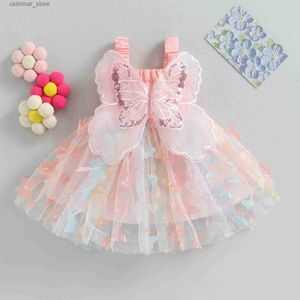 Robes de fille Visgogo Toddler Baby Girls Girls Princess Robe 3D Butterfly Souphed Souevered Tulle Cami Robe Summer Casual Clothes Robes L47