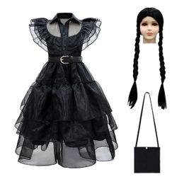 Robes de fille mercredi Addams viennent filles pour enfants Addam 2023 robes maille robes de fête carnaval venir Wowan Halloween venir