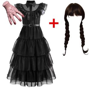Girl's jurken woensdag kostuum meisje verjaardag prinses kostuum zwart fantasy Halloween Carnival woensdag voor kinderen van kinderen kostuum 230718
