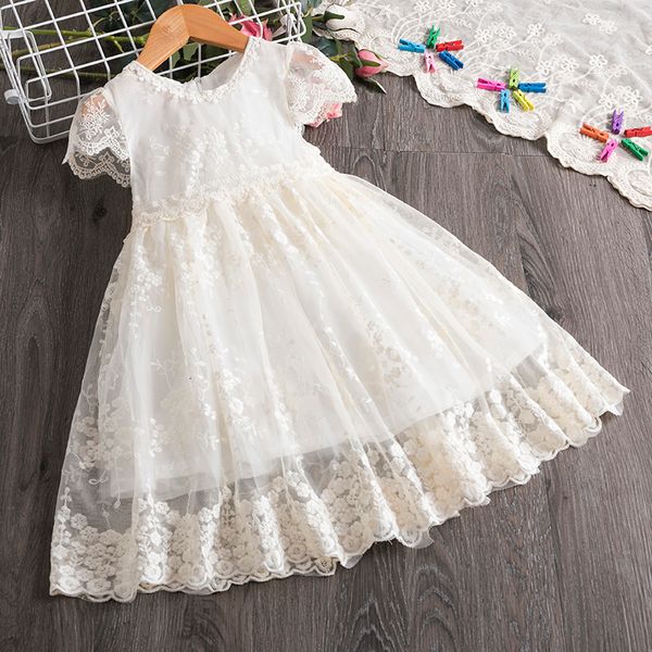 Robes de fille dentelle blanche fille robe d'été Tutu bébé fille vêtements décontractés enfants filles robes pour fête et mariage princesse enfants vêtements 230413