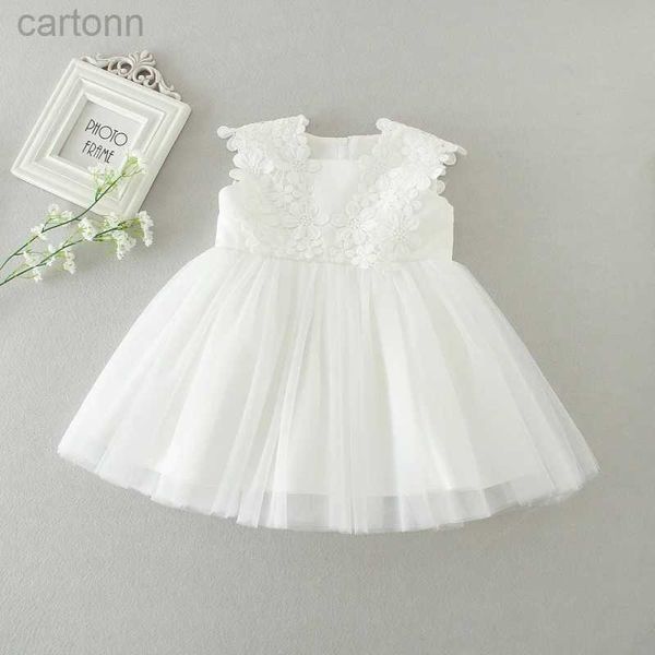 Robes de fille lien en gros Baby fille robe de fille fleur formelle Baptême baptême robe de baptême pour la fête d'anniversaire de mariage 0-24 mois W1 D240425