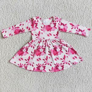 Vestidos de niña Venta al por mayor Día de San Valentín Ropa para niños Vestido Amor Bebé Niña Flor rosa Corazón Ropa Niños Infantil Primavera Niño pequeño Twirl Clot