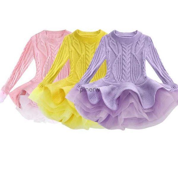 Vestidos de niña Vestido de invierno para niñas Suéter de punto grueso de Navidad Vestido de bebé para niña Vestido lindo de manga larga Niños Otoño Ropa cálida Navidad 2-8 años