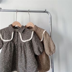 Robes de fille hiver filles robe en coton épais enfant en bas âge enfants enfant manches bouffantes florales adolescent vêtements d'extérieur pour soeur vêtements assortis