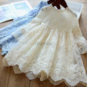 Robes de fille Hiver en automne pour fille dentelle broderie robe à manches longues enfants mariage anniversaire robes enfants vêtements de vacances vêtements de tous les jours 240315