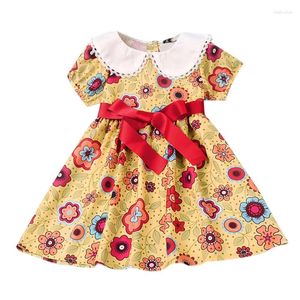 Robes de fille année fille vêtements jupe fleur manches enfant en bas âge court été bébé imprimer filles robe robe jupe fille