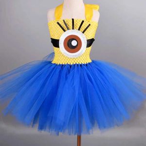 Robes de fille robe tutu jaune / bleu royal pour filles robes de fête d'anniversaire bébé costume halloween 0-12y t240509