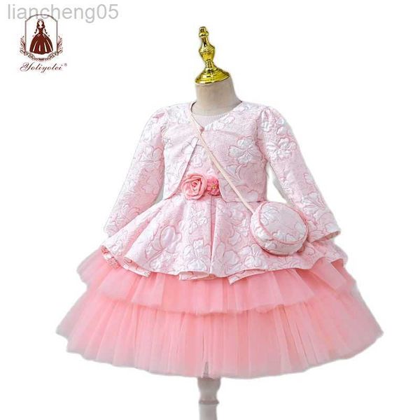 Vestidos de niña Yoliyolei Capas Vestidos de invierno Chaqueta Abrigos Ropa para niños pequeños Bebés Niñas Ropa para niños 2 3 4 5 6 7 años con bolsa pequeña W0314