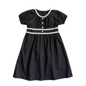Girl's Es 6 tot 16 jaar meisjes katoen kanten lapwerk 2022 Nieuwe tiener zomer Kinderkleding baby schattige jurk korte mouw #6284 0131