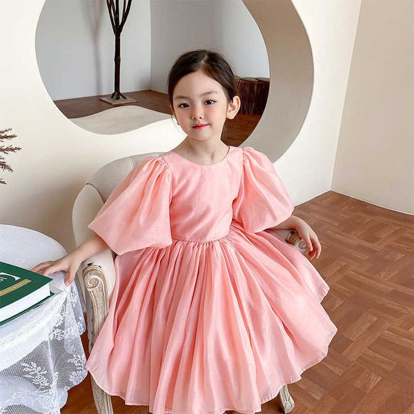 Niña es Niñas Princesa Hermosa Fiesta de Bebé Niños Ropa de Verano Manga Puff Forro de Algodón Niños Vestido Elegante #6235 0131