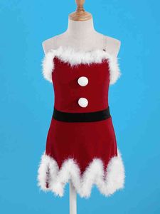 Meisjes Kerstkostuums voor meisjes Rood fluweel Thema Rollenspel voor Kerstmis Kerstman Nieuwjaar Fancy Party Dress Up Kleding R231027