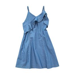 Fille filles robe de plage 2022 nouveaux enfants été Denim robes décontractées mode enfants coton vêtements sans manches #6805 0131