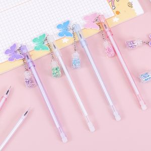 Cœur de fille Papillon paillettes Bouteille chanceuse Gel Stylos Ensemble créatif Mignon Pen School School étudiants étudiants cadeaux Prix Tools d'écriture 0.38mm Grossiste