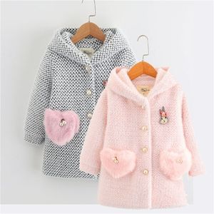 Manteau de vison pour fille, manteau d'hiver, manteau en laine de princesse LJ201125