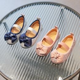 Chaussures princesse fille rose bleu paillettes peu profondes chaussures plates printemps élastique bande fête 21-30 mode enfants ballerines 240108