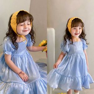 Fille d'été nouvelle fille es vêtements pour enfants 2022 couleur unie Streamer princesse classique charme robes bébé fille robe 0131