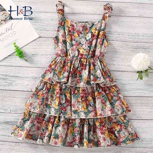 Robe d'été pour fille Style bohème Floral imprimé Culotte robes vacances plage enfants vêtements 210611