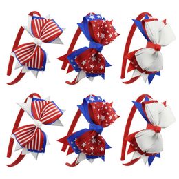 Bâtons de cheveux drapeau américain pour fille, nœud pour le jour de l'indépendance américaine, cerceaux pour cheveux, couvre-chef en queue d'hirondelle, cadeaux de la fête nationale, accessoires pour cheveux pour enfants, bandeau en plastique